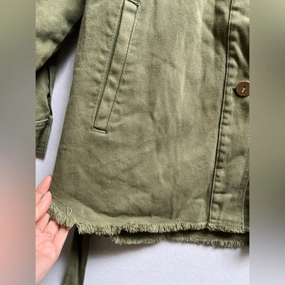 Zara  frayed hem shirt belted button oversized jacket Sz S - Picture 4 of 10